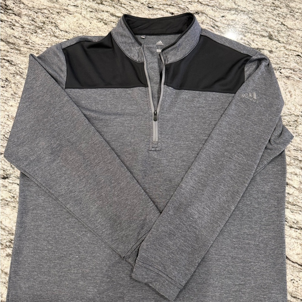 Adidas Black and Gray Quarter-Zip Top